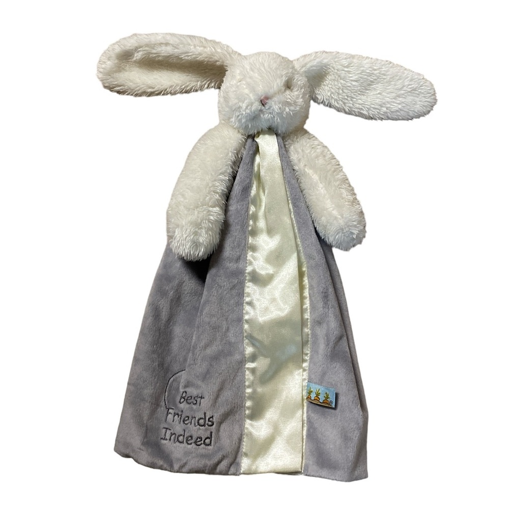 Bunnies By The Bay Gray Bloom Bunny Buddy Blanket Plush Stuffed Animal Toy 16 in